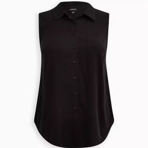 NWT Woemns Torrid Button Down Tank - Stretch Challis Black Plus Size 3X